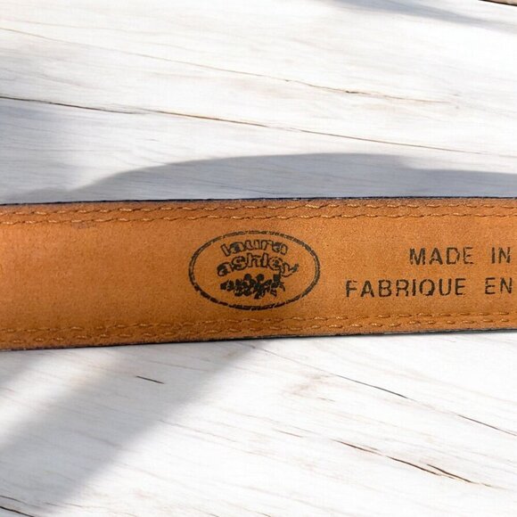 Laura Ashley Leather Belt With Silver Buckle & Double Loops 34" Size Large - Picture 6 of 7